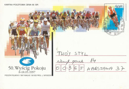 Poland Postcard Used Cp 1144.03: Sport Cycling Peace Race 1997 (postal Circulation Gniezno) - Postwaardestukken