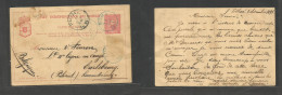 BELGIAN CONGO. 1893 (3 Dec) Ishoa - Luxembourg, Poliseul, Carlbourg, Belgiu, (24 Jan 94) 10c Stat Card, Blue Cds (furthe - Autres & Non Classés