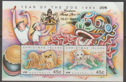 Christmas Island 1994 Year Of The Dog Ovpt Canberra Stamps Show S/S MNH - Chines. Neujahr