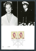 RC 27219 BELGIQUE 1959 MARIAGE DE LA PRINCESSE PAOLA ET DU PRINCE ALBERT CARTE MAXIMUM TB - 1951-1960