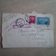 LETTRE DEVANT CRISTOBAL POUR CANDERAN GIRONDE SURCHARGE AIR MAIL 20C - Lettres & Documents