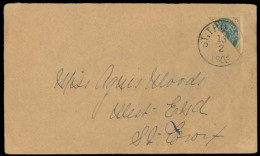 D.W.I.. 1903 (13 Feb). St Thomas - St Croix. Bisected 4 Ore Stamp / Cds. Transits Reverse. Fine. - Antilles