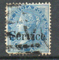 India QV 1866-72 ½ Anna Blue, Wmk. Elephant's Head, Service Official, Used, SG O6 (E) - 1858-79 Kronenkolonie