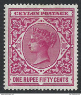 1899 CEYLON - SG 263 1r50 Rose  MLH/* Timbrino Bolaffi - Sonstige & Ohne Zuordnung