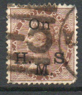 India QV 1874-82 1 Anna Brown, Wmk. Elephant's Head, On HMS Official, Used, SG O32 (E) - 1858-79 Compagnie Des Indes & Gouvernement De La Reine