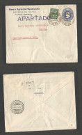 COLOMBIA. 1929 (2 July) SCADTA. Neiva - Bogota (9 July) 4c Blue Stationary Envelope + Colombia Scadta Stamp. Private Ban - Colombia