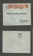 COLOMBIA. 1904 (May-June) Cartagena - Germany, Hamburg. Multifkd Envelope, Bearing 1 Peso Stamps (x5), Tied French Octag - Colombia