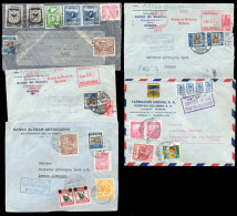 COLOMBIA. 1939-53. Airmail To Germany. 5 Better Multifkd Env Two Are Nazi Censored, Another With Tied T-label On Front.  - Colombia