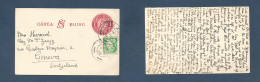 EIRE. 1936 (8 Aug) Cill Airne - Switzerland, Geneva. 1d Red Stt Card + Adtl, Tied Cds. - Oblitérés