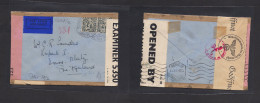 EIRE. 1943 (Dec 2) Mhor - Switzerland, Davos. Air Multifkd Env British + Nazi + Rish Censor Labels, With Air Label + Rev - Used Stamps