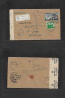 EIRE. 1944 (29 Aug) Blackrock - Bermuda, St. Georges. British Caribbe. Via NY. Dual Censored Multifkd Envelope + Better  - Gebruikt