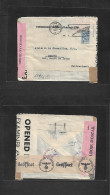 EIRE. 1943 (18 Jan) Bale Atha Claith - Switzerland, Geneva. Air Fkd Envelope With Quintuple Censor Labels (!) Extraordin - Oblitérés