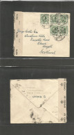 EIRE. 1943 (31 July) Baill Athacliath - Scotland, Argyll, Obar. Multifkd Env 1/2d Green (x5) + Censored Label. Fine Appe - Used Stamps