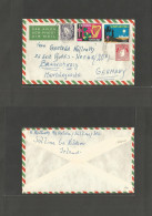 EIRE. 1959 (7 Dec) Sallins Co, Kildare - Germany, Braunschweiz. Air Multifkd Env, Incl (x2) Diff Christmas T-seals, Tied - Used Stamps