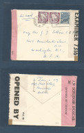EIRE. 1942 (5 Apr) Baile A Ceiah - USA, Wash DC. Air Multifkd Env, Dual Censorship. Fine. - Used Stamps