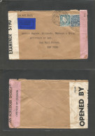 EIRE. 1941 (25 Febr) Carrarg Maachaire - USA, NYC. Fkd Air Dual Censored Envelope. Fine Used. - Usati