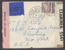 EIRE. 1942 (4 Aug). Baile Atha Cliath - UA / NY. Air Multifkd Env 15d Rate Dual Censored. Fine. - Used Stamps