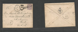 EIRE. 1901 (March 15) Dublin - USA, Auburn, RJ. 1d QV Fkd Env, Tied "paquebot" Stline, TPO "Dublin Queenstown" + "T" Mar - Used Stamps