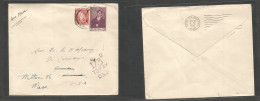 EIRE. 1952 (Dec 12) Cill Inghea - USA, Nebraska, Omaha, Fwded (Dec 18) Air Multifkd Env + Taxed 1sh 3d To Pay DNP (xxx/R - Used Stamps