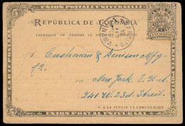 COLOMBIA - Stationery. 1903. Pasto - USA. Early 5c Stat Card. Panama Transit. F-VF. Scarce Early. Private Print. - Colombia