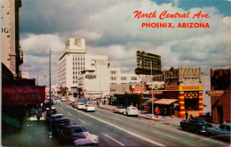 Phoenix Arizona North Central Avenue AZ Standard Oil Building Kodaks Thew Tailors 1c Andrew Jackson Stamp Postcard Z2 - Phönix