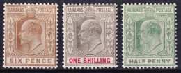 Bahamas, 1902-11  Y&T. 31, 32, 35, MH. - 1859-1963 Colonia Británica