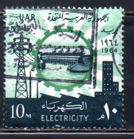 UAR EGYPT EGITTO 1964 ELECTRICITY ASWAN HIGH DAM HYDROELICTRIC POWER STATION LAND RECLAMATION 10m USED USATO - Oblitérés