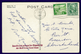 Ref 1639 - 1962 Postcard - USA Canal Zone To New Zealand - Insufficient Postage Cachet - Canal Zone