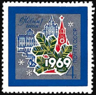 Russia 1968 Sc3544 Mi3571 1v Mnh New Year 1969 - Usati