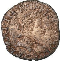 France, Henri III, Double Tournois, 1581, Poitiers, Cuivre, TB+, Gadoury:455 - 1574-1589 Henri III
