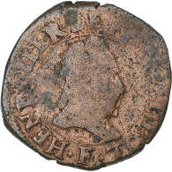 France, Henri III, Double Tournois, 1581, Angers, Cuivre, TB, Gadoury:455 - 1574-1589 Heinrich III.