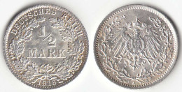 1/2 Mark Kaiserreich EMPIRE 1916 A Silber Jäger 16    (31440 - 1/2 Mark