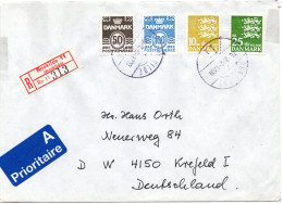 76274 - Dänemark - 1992 - 25Kr Wappen MiF A R-Bf ROSKILDE -> Deutschland - Brieven En Documenten