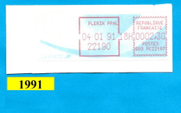 Vignette D'affranchissement De Guichet - Type Comète à 2f30 / Plérin PPAL 22190 Du 04 01 91 - 1988 « Comète »