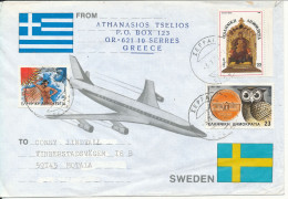 Greece Air Mail Cover Sent To Sweden 3-10-1987 See The BASKETBALL Label On The Backside Of The Cover - Lettres & Documents