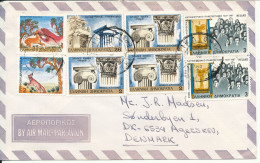 Greece Air Mail Cover Sent To Denmark 18-5-1988 With A Lot Of Stamps - Brieven En Documenten