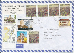 Greece Cover Sent To Denmark 12-2-1998 With A Lot Of Stamps - Lettres & Documents