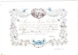 Belgique "Carte Porcelaine" Porseleinkaart , Faire-part De Mariage, Gand Le 15 Avril 1844, Dim 162x114mm - Porcelana