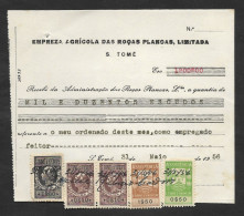 Portugal Sao Tome Et Principe Timbre Fiscal 1956 Reçu Plantation Cacao Et Café Receipt W/ Revenue Stamp Cocoa And Coffee - Briefe U. Dokumente