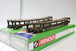 Arnold - 2 WAGONS Porte-autos DD DEV 66 SNCF ép. IV Réf. HN4412 Neuf NBO N 1/160 - Coches De Mercancía