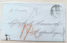 Folded Letter - New York Copenhegen - Denmark - 18 Novembre 1856 - …-1845 Voorfilatelie