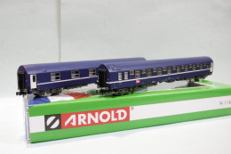 Arnold - Coffret 2 Voitures Lits T2 Carmillon SNCF ép. V / VI Réf. HN4343 Neuf N 1/160 - Passagierwagen