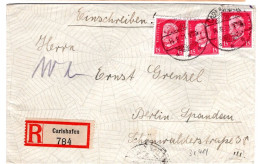 DR-Weimar CARLSHAFEN Prächtige Verschlussoblate Rücks.a R-Brief (AA2430 - Sonstige & Ohne Zuordnung