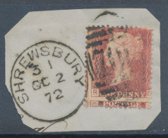 GB QV LE 1d Pl.119 (RG) On Piece Superb Used With Duplex Postmark „SHREWSBURY / 708“, Shropshire (4VOD)  With Very Rare - Oblitérés