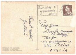 CARTOLINA PER ITALIA COPENHAGEN CON ANNULLO TARGHETTA - Covers & Documents