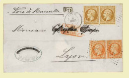 FRENCH LEVANT. A Double Rate Letter, Prepaid 1 Franc, The Stamps Being Cancelled By An "anchor In Lozenge Of Dots" Hands - Autres & Non Classés