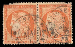 FRENCH COLONIES. MARTINIQUE. 40c Orange RF. Horizontal Pair, Perf. Superb "Ligue B"/* Paq. Fr. Nº2/2MA 77 (xxx). Cds. Ex - Andere & Zonder Classificatie