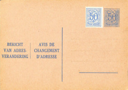 Belgique - Carte Postale - Entier Postal -  Avis Changement Adresse - 50 Cents - Avis Changement Adresse