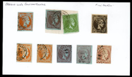 GREECE. XIX. Large Hermes Lot Of 7 Stamps + 1 Fragment. Generally F-VF. Cancels, Etc. - Oblitérés