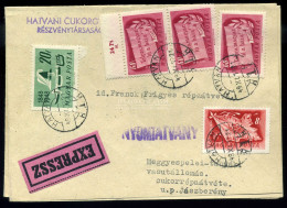 HATVAN 1949. Dekoratív Expressz Nyomtatvány Megyespelére Küldve - Lettres & Documents
